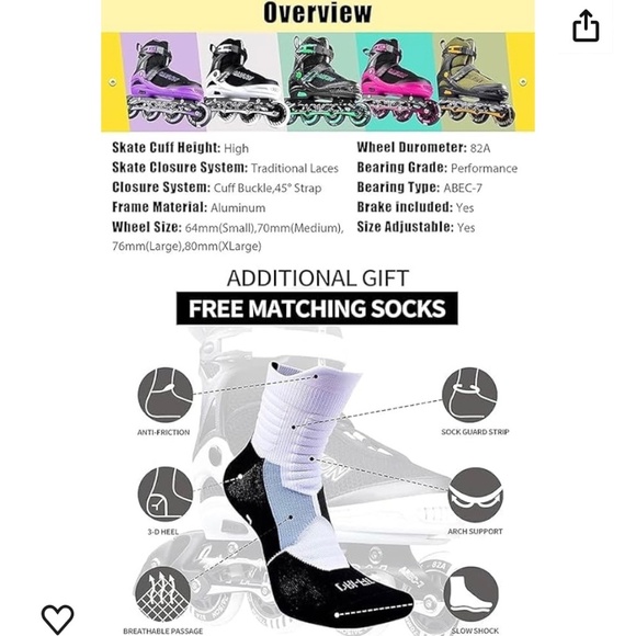 Adjustable Inline Skates with Full Light Up Wheels, Outdoor Skates size 7 to 10. - Picture 2 of 6